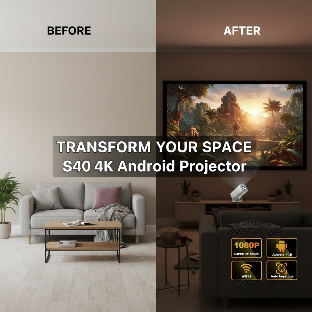 High Quality S40 Outdoor Projector RK3326 4K Android 11 2.4G+5G Dual Wifi 6 280 ANSI BT5.0 Native 720P 1080*600P Home Projector